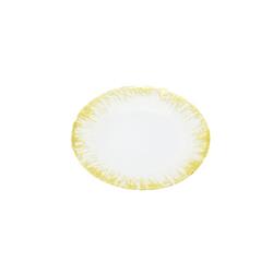 8 In. Milk Glass Plates With Flashy Gold Design - Set Of 4