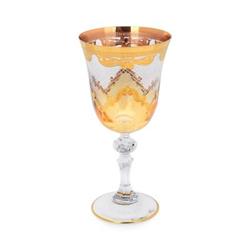 Classic Touch Cwga139 7.25 X 3.5 In. Water Glasses Rich 24k Gold Artwork Amber With Diamond Cuts - Set Of 6