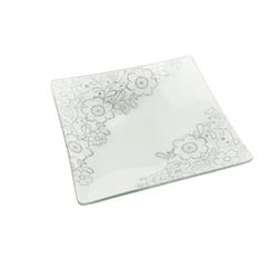 Classic Touch Glp22s 7 In. Silver Glittered Square Plate - Set Of 4