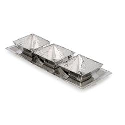 Classic Touch Mbtr69 13 In. 3 Square Bowl Relish Dish With Rectangle Tray
