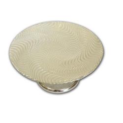 Classic Touch Cpws224 8.25 In. Footed White Cake Stand, Silver Wavy Design