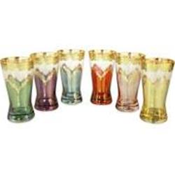 Classic Touch Cwa139 Tumblers Rich 24k Gold Artwork, Amber Design - Set Of 6