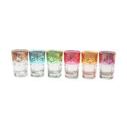 Classic Touch Gtwm253 4 X 2.5 In. Colored Short Tumblers With Rich Gold Design, Dishwasher Safe - Set Of 6