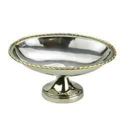 5.5 X 7.5 X 13 In. Footed Bowl With Brass Border