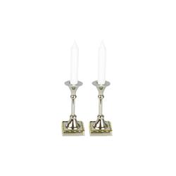 5.5 In. Candle Holders With Brass Border - Set Of 2