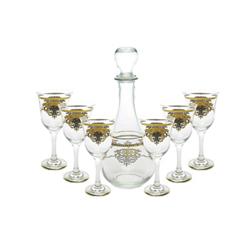 Wine Set With 14k Gold Design - 7 Pieces