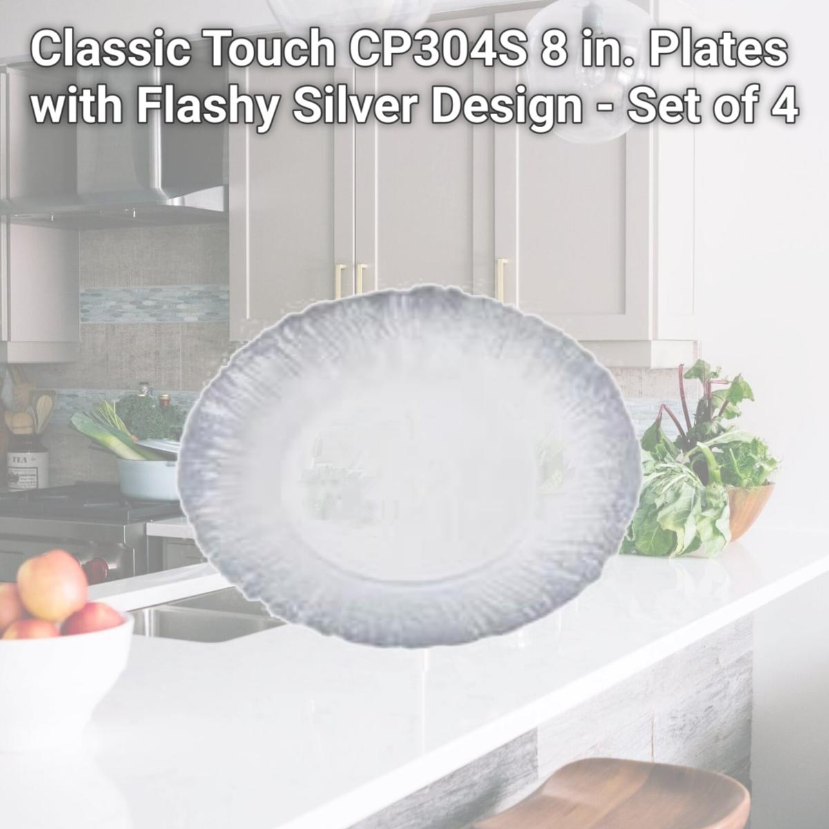 Picture of Classic Touch CP304S 8 in. Plates with Flashy Silver Design - Set of 4