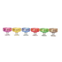 Classic Touch Gdm254 3 X 4 In. Colored Dessert Bowls With Rich Gold Design, Dishwasher Safe - Set Of 6
