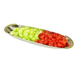 Classic Touch Spd801 2 X 6 X 18 In. Stainless Steel Hammered Boat Shaped Dish With Gold Sides