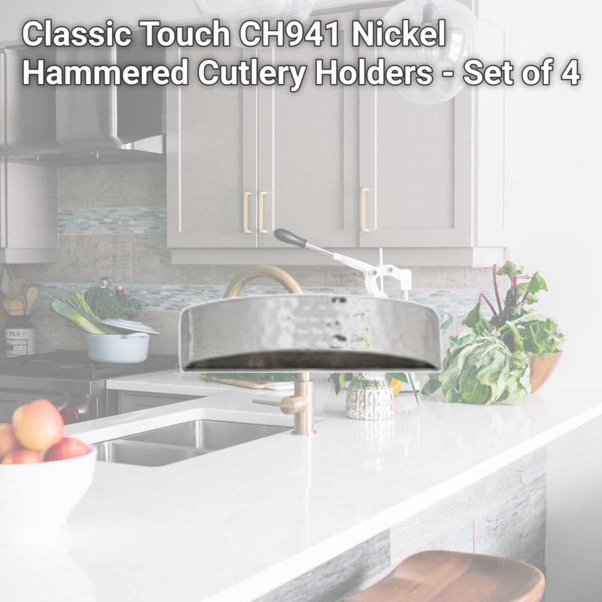 Picture of Classic Touch CH941 Nickel Hammered Cutlery Holders - Set of 4