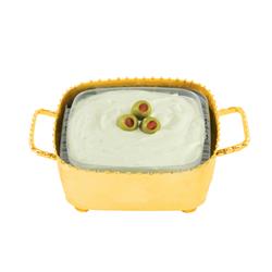Classic Touch Mdlc78g 1.75 X 4.5 X 4.5 In. Small Gold Beaded Square Container Bowl With Spoon