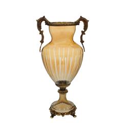 Classic Touch Crva41 Glass Brass Amber Vase