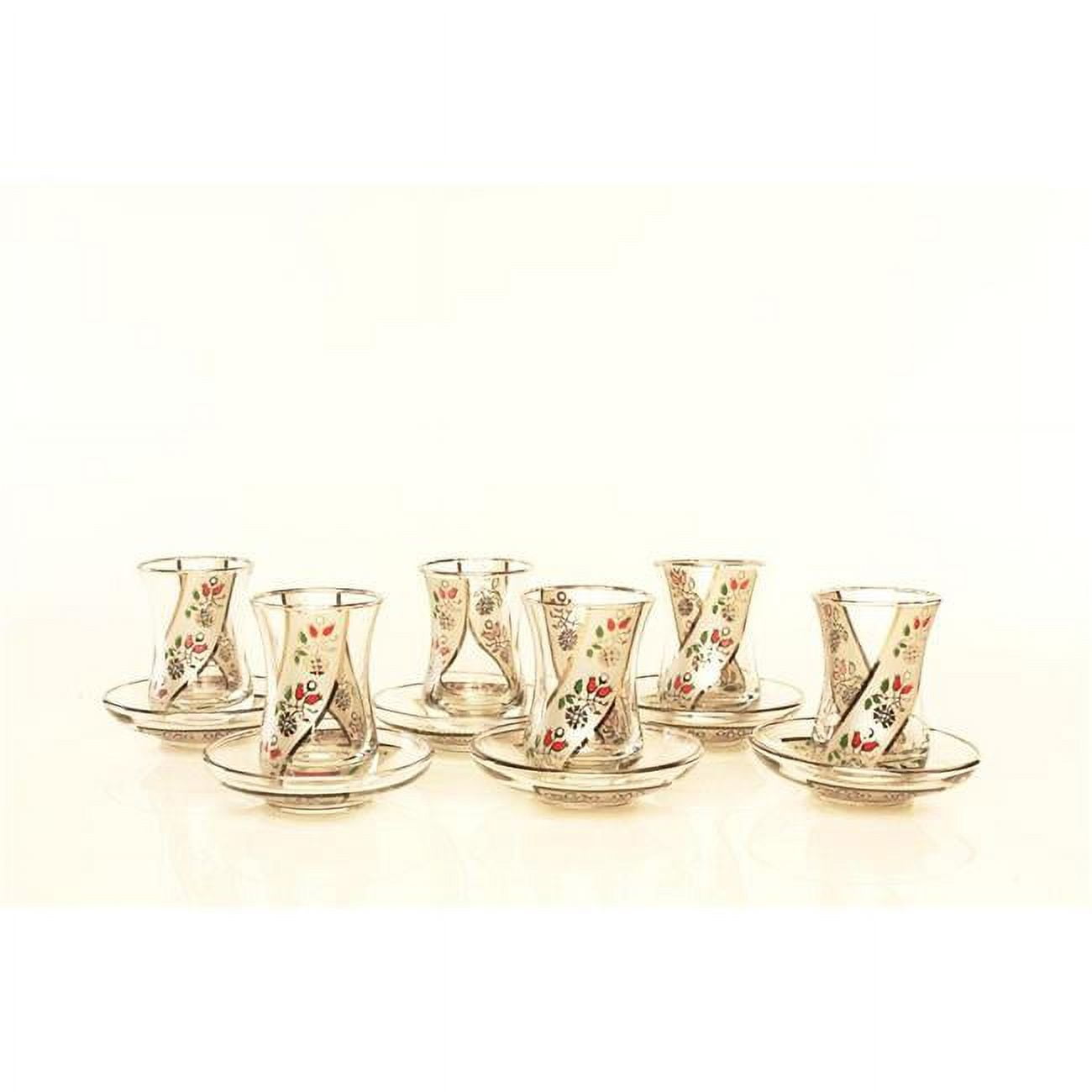 Tea Cup With Silver Design, Set Of 6