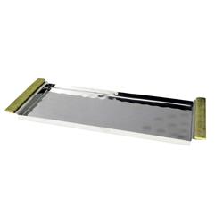Classic Touch Spt816 6 X 16 In. Rectangular Hammered Tray With Gold Trim