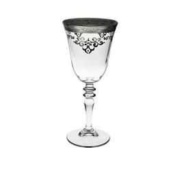 Water Glasses With Silver Design, Set Of 6