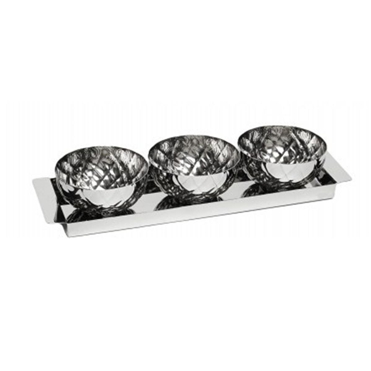 Classic Touch Spr889 Rectangular Tray With 3 Small Pineapple Design Bowls