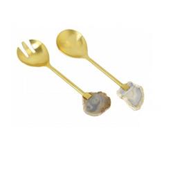 Classic Touch Ass684 Salad Servers With Agate Stone Handle, Set Of 2