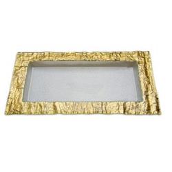 Classic Touch Ct144g 12 X 17.5 In. Glass Rectangular Tray With Gold Design