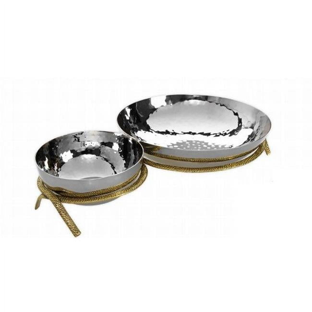 Classic Touch Spb26 6.5 X 10.5 In. Double Bowl With Gold Spaghetti Look Base