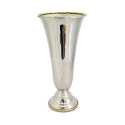 11.75 X 5.5 In. Stainless Steel Flower Vase With Brass Border