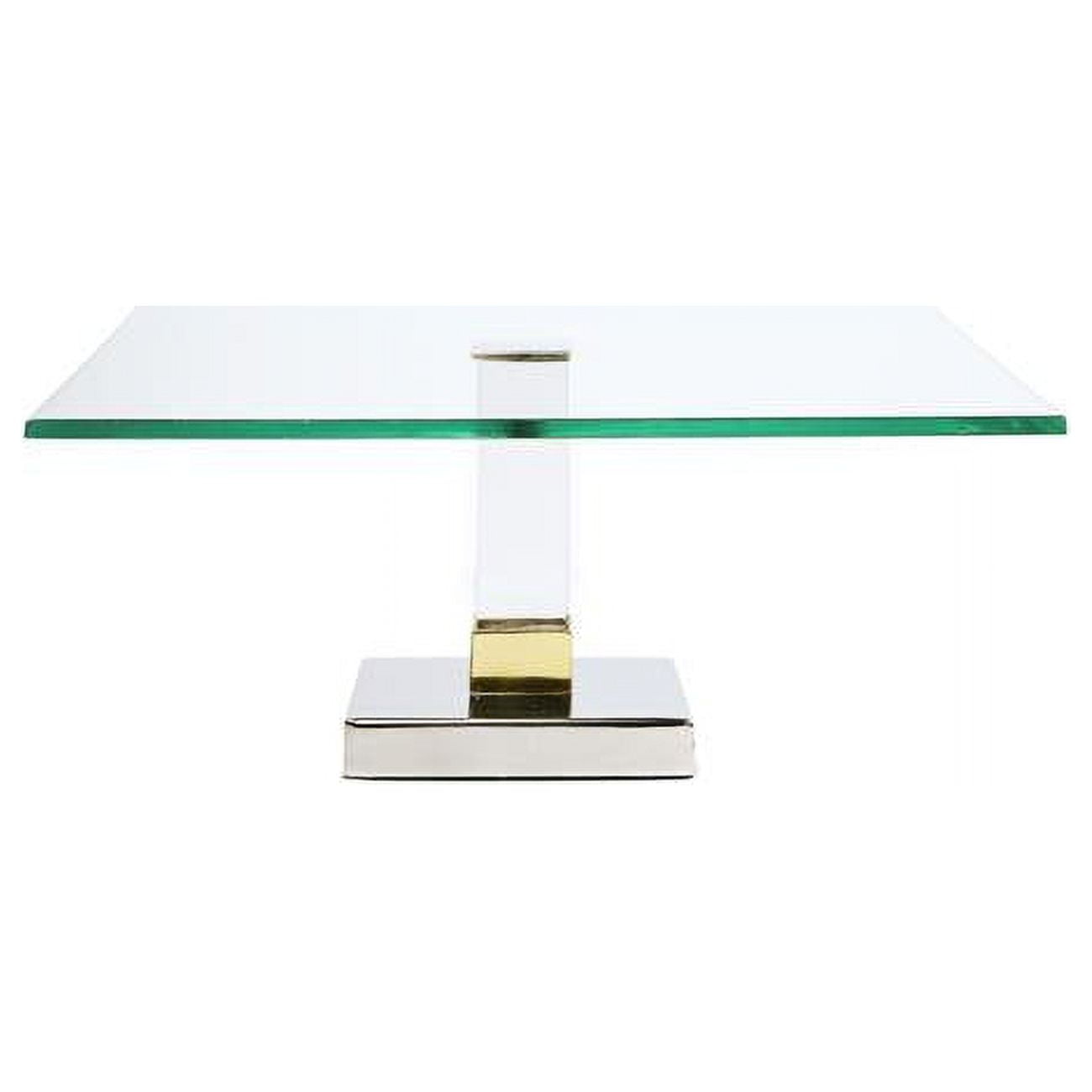 Classic Touch Gat109 Square Glass Cake Stand With Acrylic Stem, 8 X 12 X 8 In.
