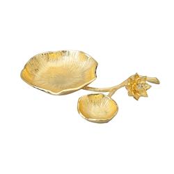 Classic Touch Lcd1020 Gold Chip & Dip Bowl With Lotus Flower Design