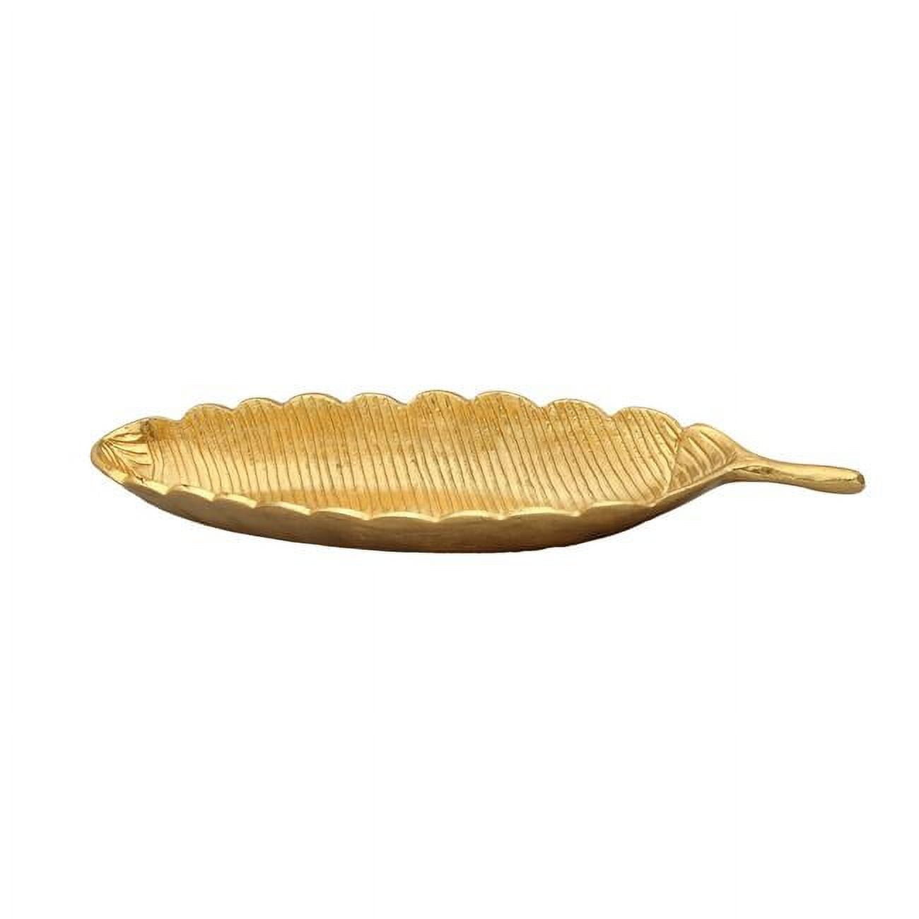 Classic Touch Lp1009 Gold Leaf Shaped Platter With Vein Design