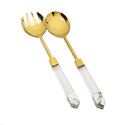 Classic Touch Ss1026 Shiny Gold Salad Servers, Set Of 2