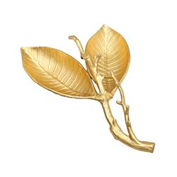 Classic Touch Lr1015 Gold Leaf Shaped Relish Dish With Engraved Vein Design