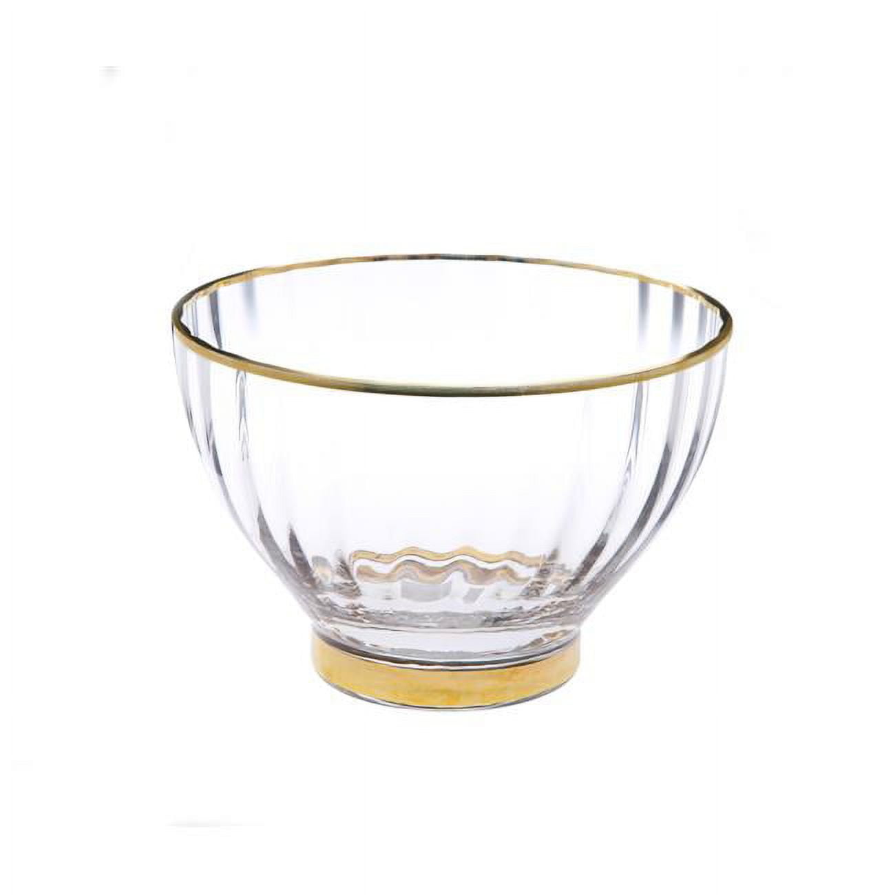 Classic Touch Db1045 Line Textured Dessert Bowls With Gold Rim & Base, Set Of 4