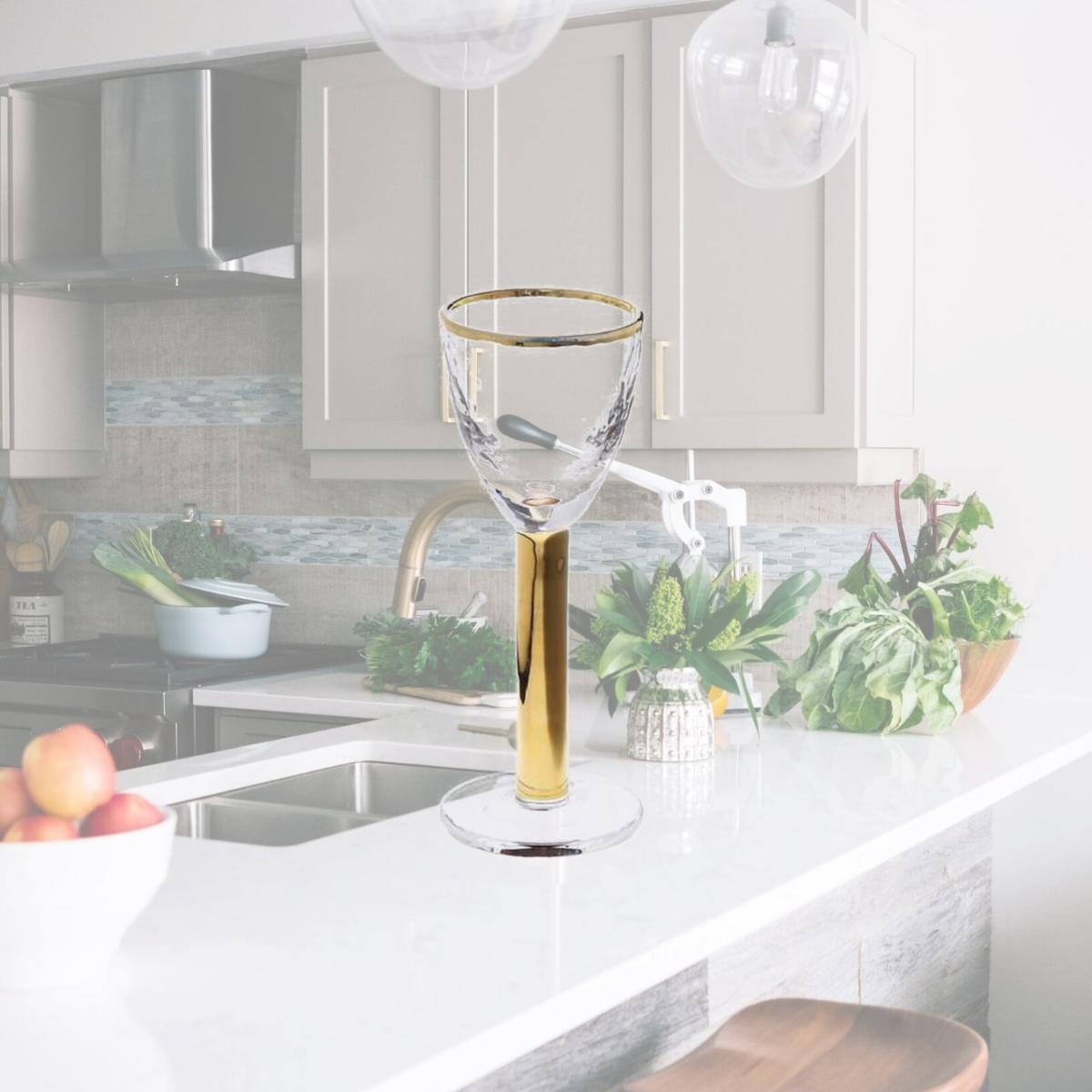 Picture of Classic Touch GLG1053 Stemmed Liquor Glasses with Gold Stem & Rim, Set of 6