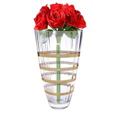 Classic Touch Cvg732 Glass Vase With 14k Gold Brick Design