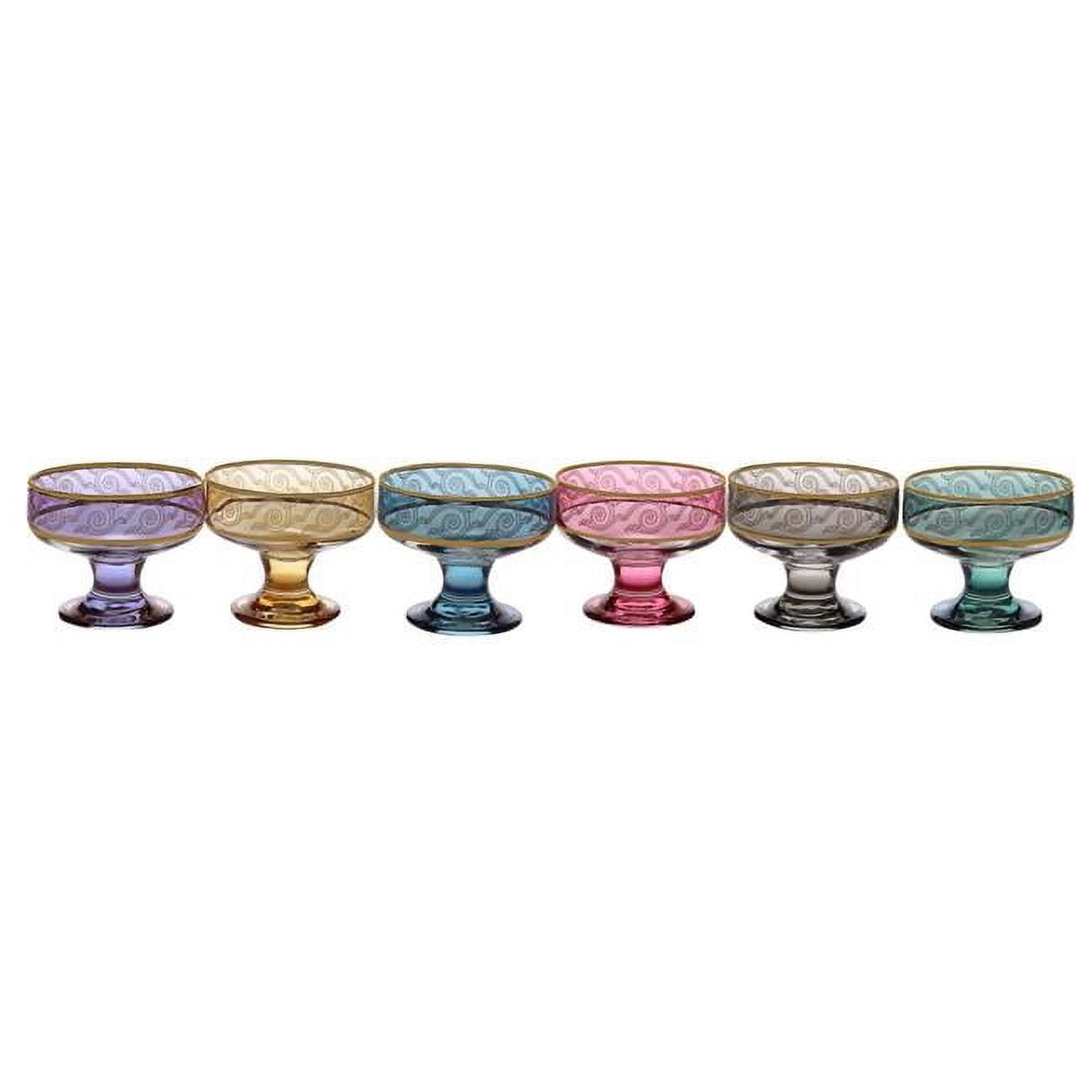 Classic Touch Cdgm645 4 X 3.25 In. Assorted Colored Dessert Bowls With Gold Design, Set Of 6