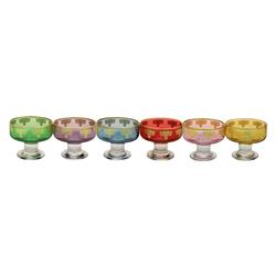 Classic Touch Gdgm207 Assorted Colored Dessert Bowls With Rich Gold Design, Set Of 6