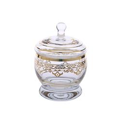 Classic Touch Cj696 Glass Jar & Lid With Rich Gold Artwork Design