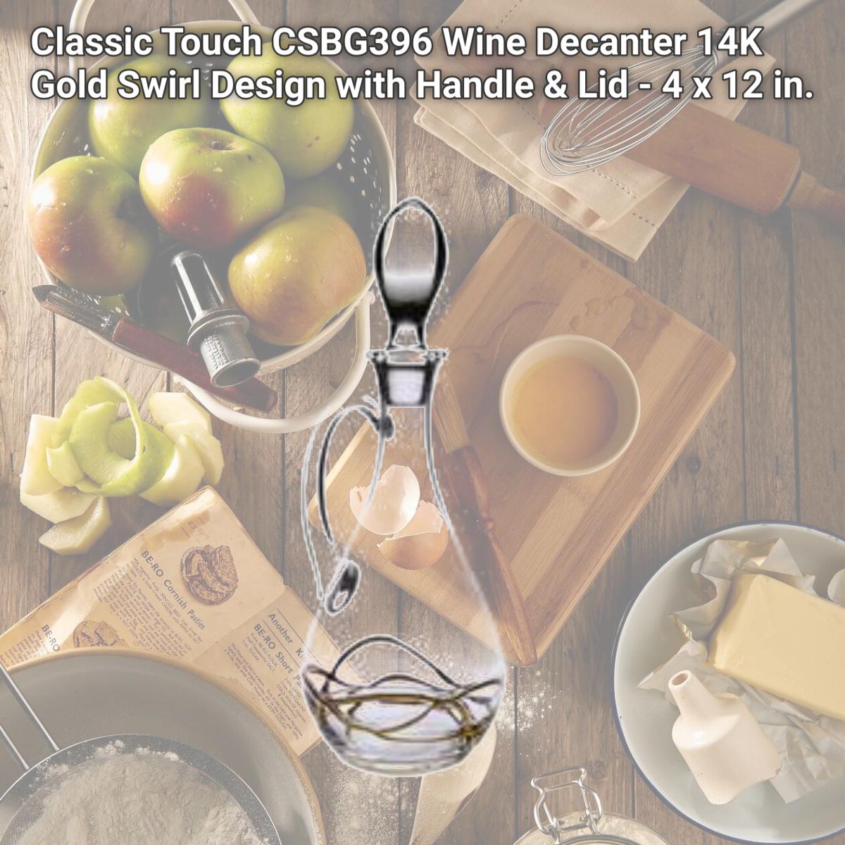 Picture of Classic Touch CSBG396 Wine Decanter 14K Gold Swirl Design with Handle & Lid - 4 x 12 in.