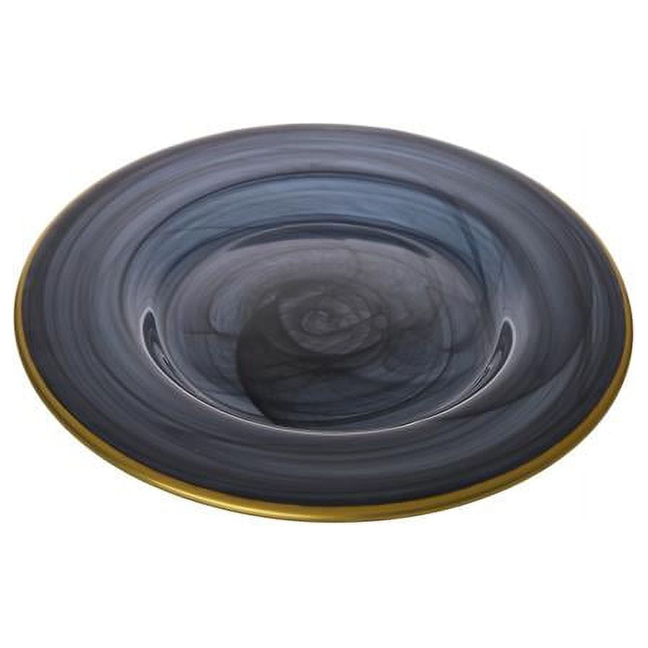Classic Touch Cd343 11 In. Black Alabaster Dinner Plates With Gold-scalloped, Set Of 4