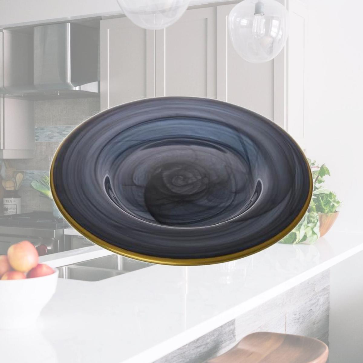 Picture of Classic Touch CD343 11 in. Black Alabaster Dinner Plates with Gold-Scalloped, Set of 4