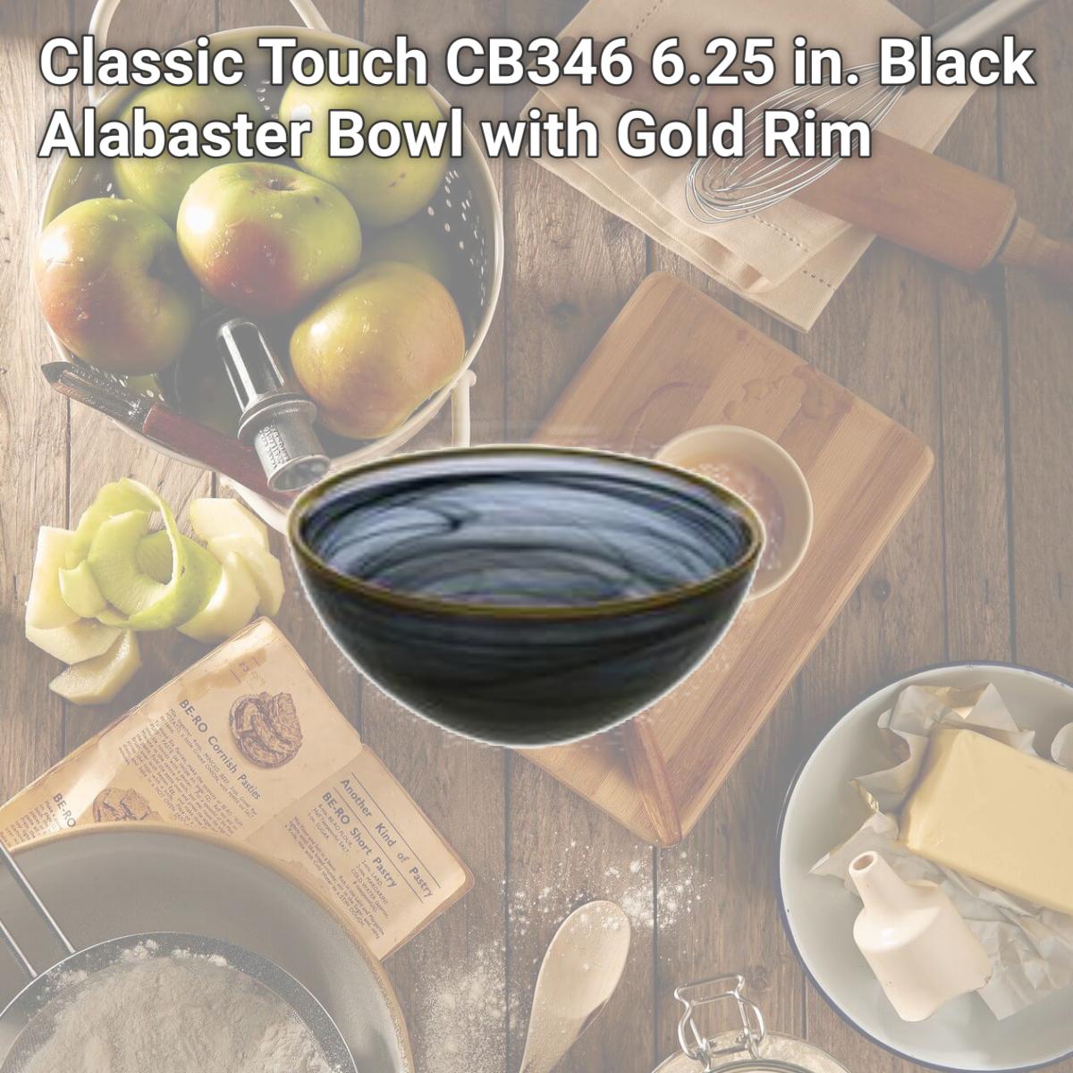Picture of Classic Touch CB346 6.25 in. Black Alabaster Bowl with Gold Rim