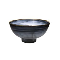 Classic Touch Cb348 10.5 In. Black Alabaster Bowl With Base & Gold Scalloped