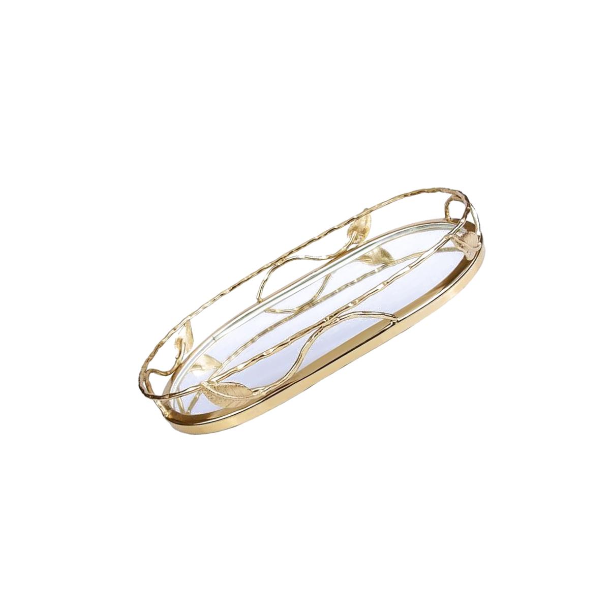 Picture of Classic Touch MT950G Gold Oval Mirror Tray, 16 x 10.25 x 2 in.