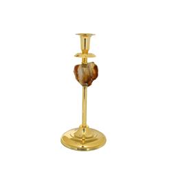 Classic Touch Ch465 11.5 In. Gold Stainless Steel Candle Holder With Agate Stone Stem