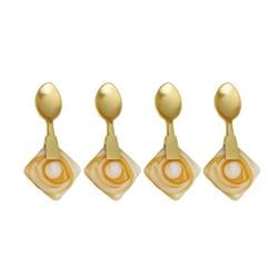 Classic Touch Ds474 4.5 In. Gold Stainless Steel Dessert Spoons With Stone Handle, Set Of 4