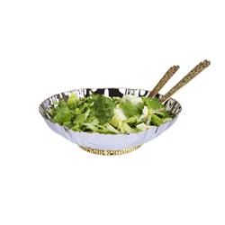 Classic Touch Tmgb07 Stainless Steel Salad Bowl With Mosaic Handles - 12.5 X 10 X 5.2 In.