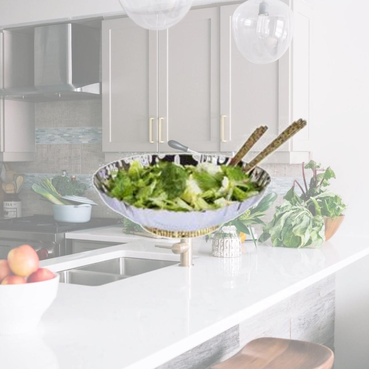 Picture of Classic Touch TMGB07 Stainless Steel Salad Bowl with Mosaic Handles - 12.5 x 10 x 5.2 in.