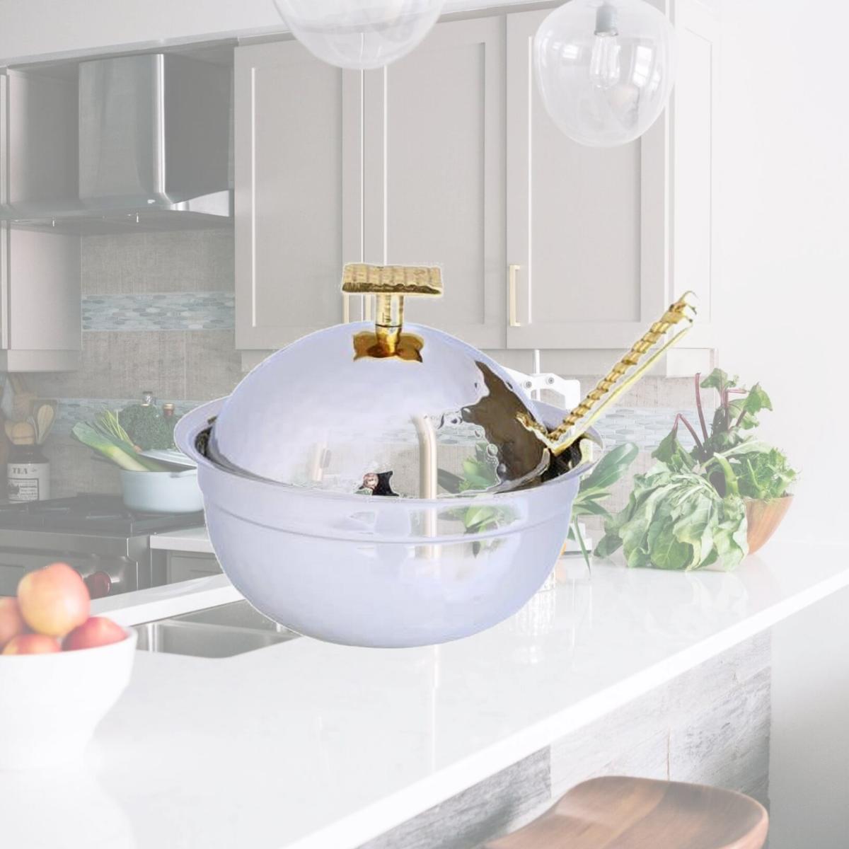 Picture of Classic Touch JHDM125 4.25 x 3 in. Stainless Steel Honey Dish with Mosaic Handle
