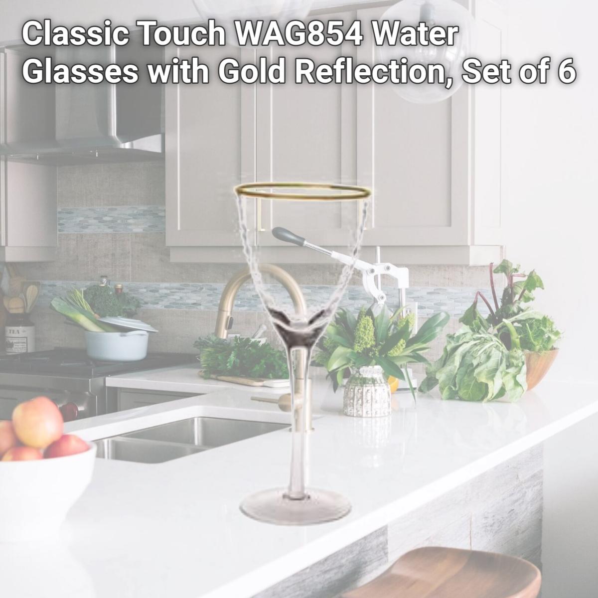 Picture of Classic Touch WAG854 Water Glasses with Gold Reflection, Set of 6