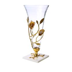 Classic Touch Mav768 6.75 X 15 In. Glass Vase With Gold Leaf-agate Stone Design