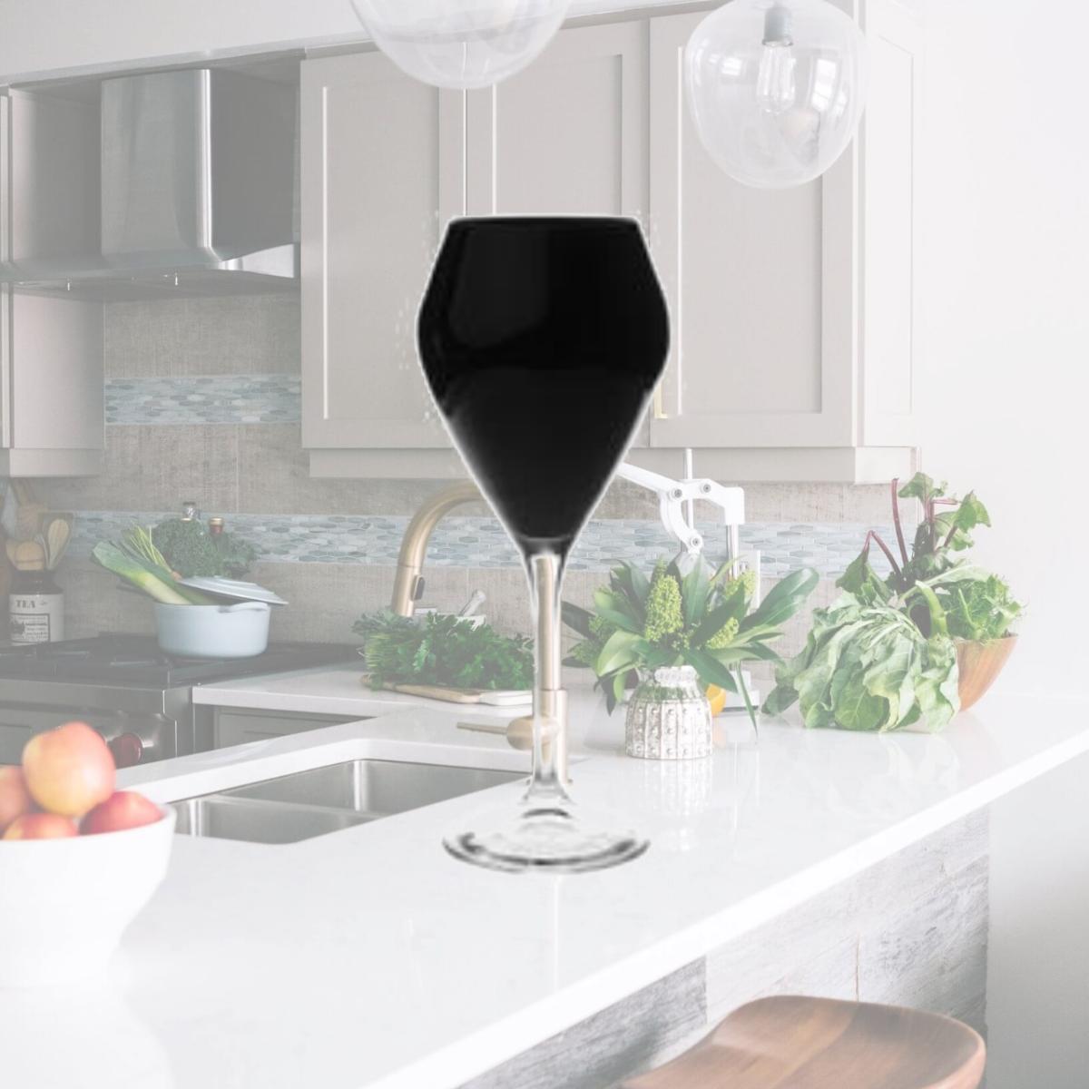 Picture of Classic Touch CWN817B 9 x 3 in. V-Shaped Black Wine Glasses with Clear Stem, Set of 6