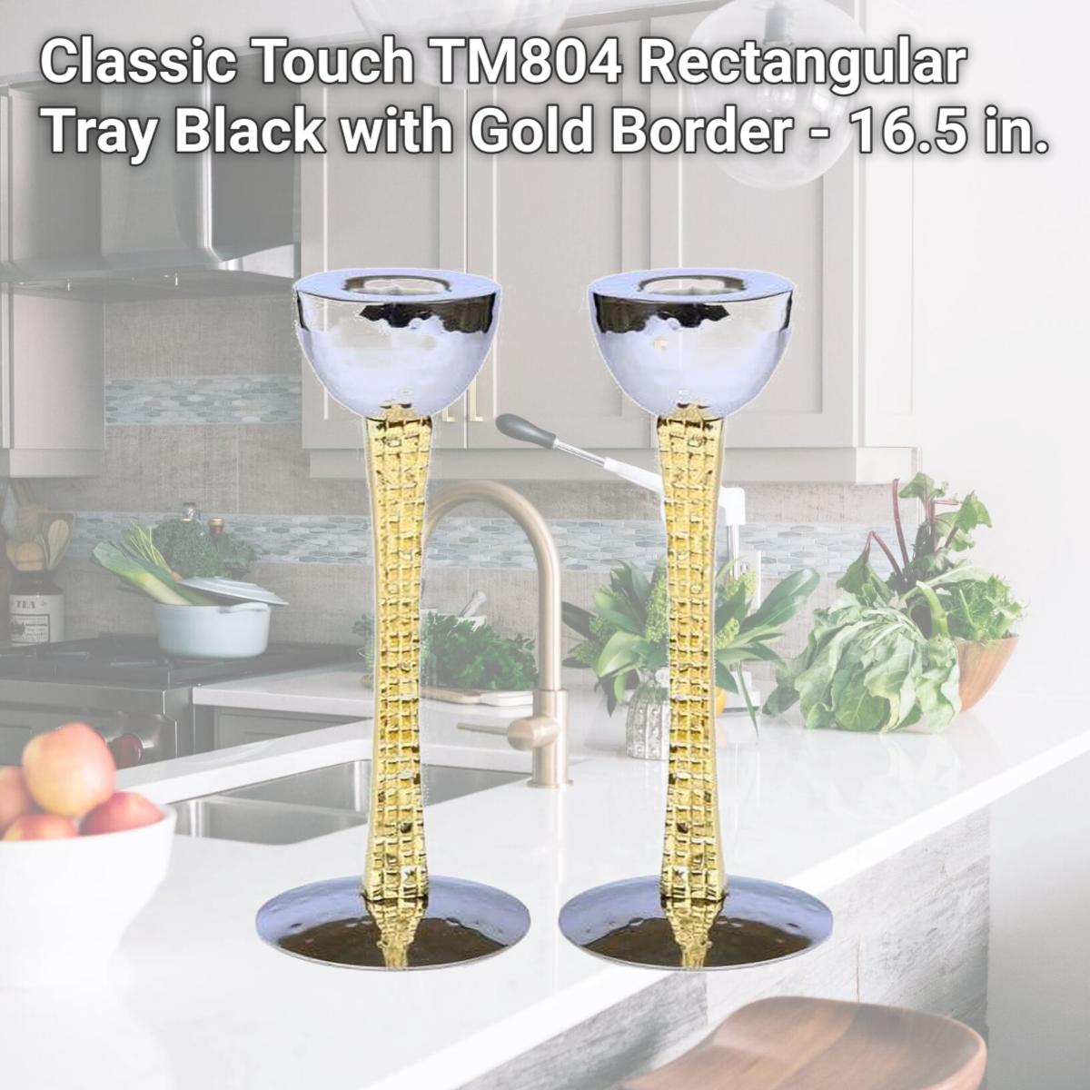 Picture of Classic Touch TM804 Rectangular Tray Black with Gold Border - 16.5 in.